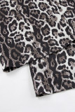 Casual Print Leopard Pocket Loose High Waist Wide Leg Full Print Bottoms