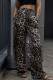 Casual Print Leopard Pocket Loose High Waist Wide Leg Full Print Bottoms