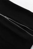 Casual Celebrities Solid Zipper Oblique Collar Wrapped Skirt Dresses
