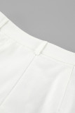 Casual British Style Solid Buckle V Neck Sleeveless Two Pieces