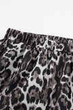 Casual Print Leopard Pocket Loose High Waist Wide Leg Full Print Bottoms