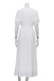 Elegant Solid Buckle V Neck A Line Dresses