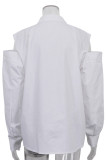 Elegant Solid Hollowed Out Buttons Tops