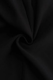 Casual Celebrities Solid Zipper Oblique Collar Wrapped Skirt Dresses