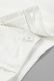 Casual British Style Solid Buckle V Neck Sleeveless Two Pieces