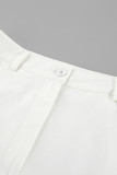 Casual British Style Solid Buckle V Neck Sleeveless Two Pieces
