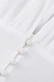 Elegant Solid Buckle V Neck A Line Dresses