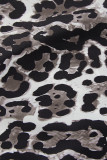 Casual Print Leopard Pocket Loose High Waist Wide Leg Full Print Bottoms