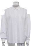 Elegant Solid Hollowed Out Buttons Tops