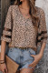 Casual Vintage Print Leopard Mesh V Neck Tops