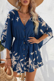 Casual Vacation Floral Frenulum V Neck Printed Dress Dresses