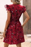 Sexy Floral Flounce V Neck Sleeveless Dress Dresses