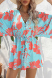 Casual Vacation Floral Frenulum V Neck Printed Dress Dresses