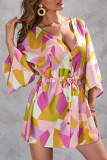 Casual Vacation Floral Frenulum V Neck Printed Dress Dresses