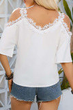 Sexy Solid Lace V Neck T-Shirts