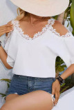 Sexy Solid Lace V Neck T-Shirts