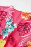 Elegant Floral With Belt Pleated V Neck Pleated Dresses