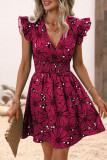 Sexy Floral Flounce V Neck Sleeveless Dress Dresses