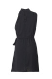 Elegant Solid Frenulum Halter Sleeveless Dress Dresses
