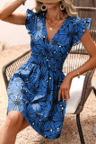 Sexy Floral Flounce V Neck Sleeveless Dress Dresses