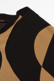 Vintage Elegant Geometric Print Fold V Neck Tops