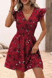 Sexy Floral Flounce V Neck Sleeveless Dress Dresses