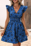 Sexy Floral Flounce V Neck Sleeveless Dress Dresses