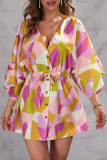 Casual Vacation Floral Frenulum V Neck Printed Dress Dresses