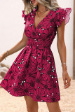 Sexy Floral Flounce V Neck Sleeveless Dress Dresses