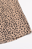 Casual Vintage Print Leopard Mesh V Neck Tops