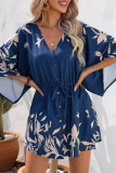 Casual Vacation Floral Frenulum V Neck Printed Dress Dresses