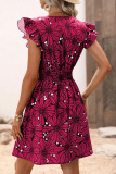 Sexy Floral Flounce V Neck Sleeveless Dress Dresses