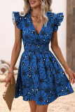 Sexy Floral Flounce V Neck Sleeveless Dress Dresses