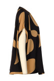 Vintage Elegant Geometric Print Fold V Neck Tops