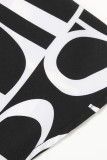 Vintage Elegant Letter Print Flounce Mesh V Neck A Line Dresses