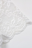 Sweet Cute Solid Jacquard Lace O Neck T-Shirts