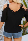 Sexy Solid Lace V Neck T-Shirts