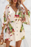 Casual Vacation Floral Frenulum V Neck Printed Dress Dresses