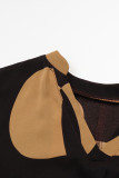 Vintage Elegant Geometric Print Fold V Neck Tops