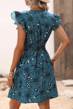 Sexy Floral Flounce V Neck Sleeveless Dress Dresses