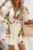Casual Vacation Floral Frenulum V Neck Printed Dress Dresses