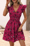 Sexy Floral Flounce V Neck Sleeveless Dress Dresses