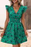 Sexy Floral Flounce V Neck Sleeveless Dress Dresses