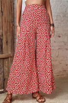Elegant Floral Fold Loose High Waist Wide Leg Full Print Bottoms
