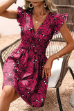Sexy Floral Flounce V Neck Sleeveless Dress Dresses