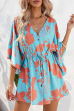 Casual Vacation Floral Frenulum V Neck Printed Dress Dresses