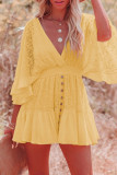 Celebrities Elegant Solid Lace Frenulum V Neck Princess Dresses