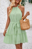 Sweet Solid Bandage Halter Princess Dresses