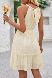 Sweet Solid Bandage Halter Princess Dresses