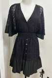 Celebrities Elegant Solid Lace Frenulum V Neck Princess Dresses